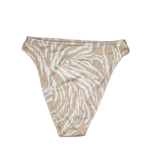 Wild Fable Ribbed High Leg Cheeky High Waist Bikini Bottom Animal Print Tan M - Picture 4 of 6